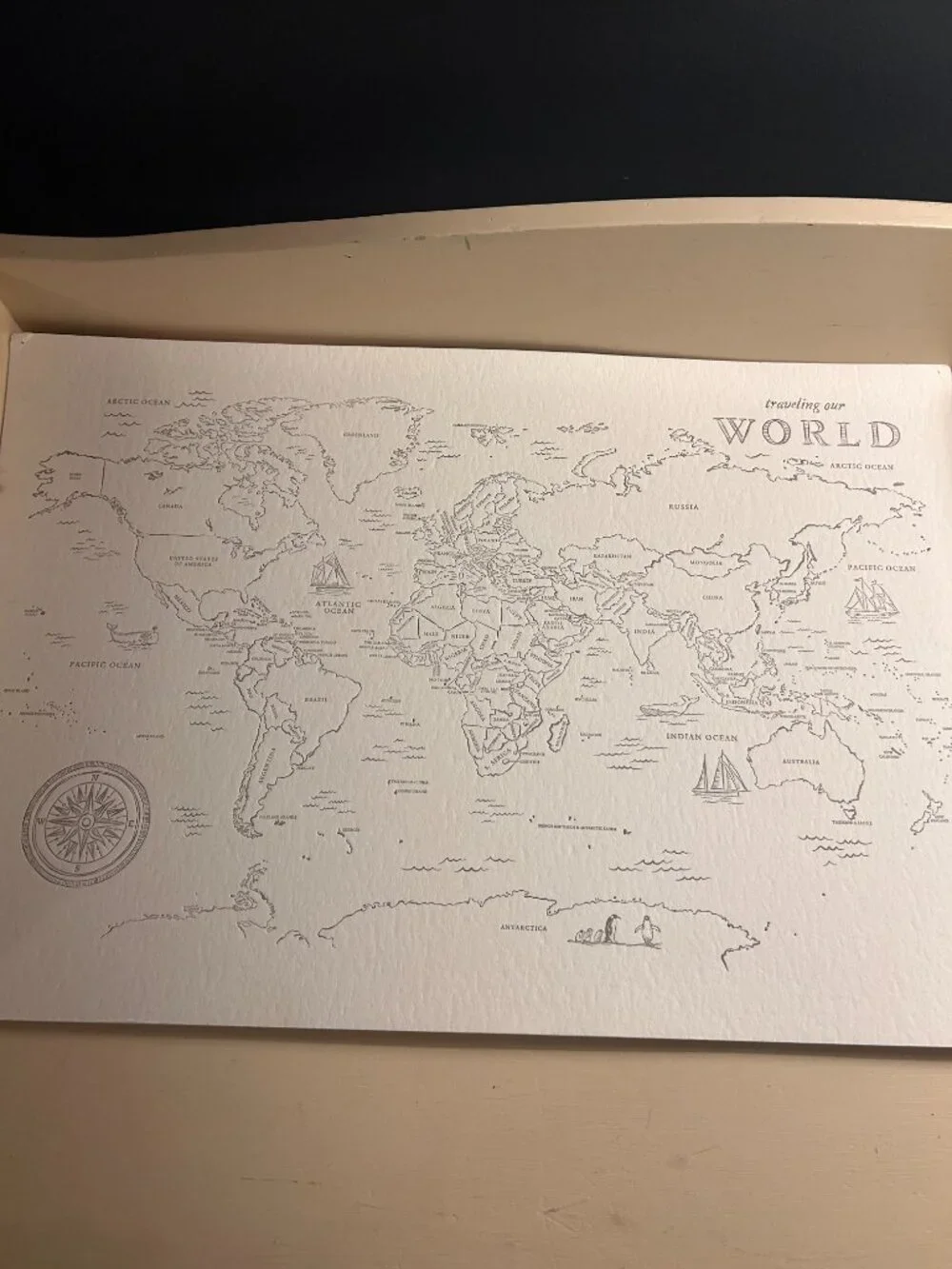 Color Box Letterpress World Map